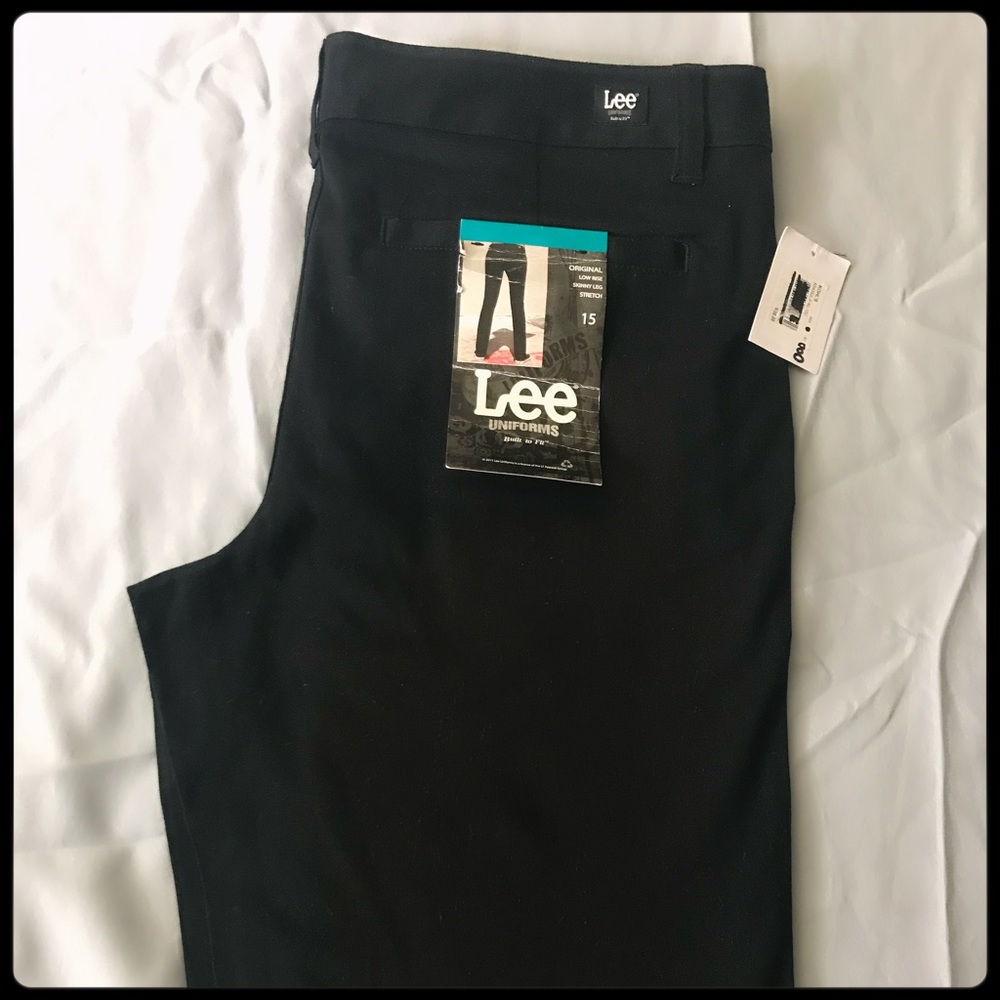 NWT, Lee Uniforms, low rise, skinny leg, stretch,  pants, juniors sz 15, Black